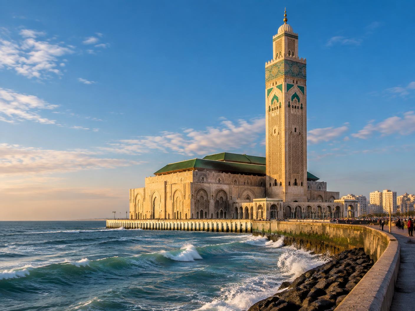 The Hassan II Mosque on Casablanca's Atlantic waterfront